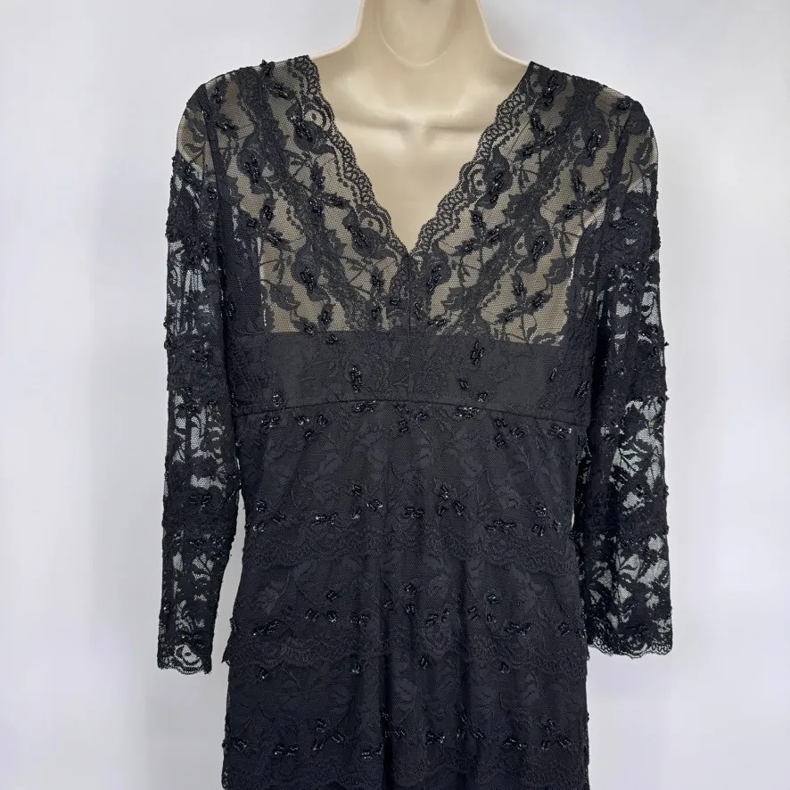 Vintage Marina Dress Womens 8 Black Lace Sequin Whimsigoth Modest Formal - Image 8