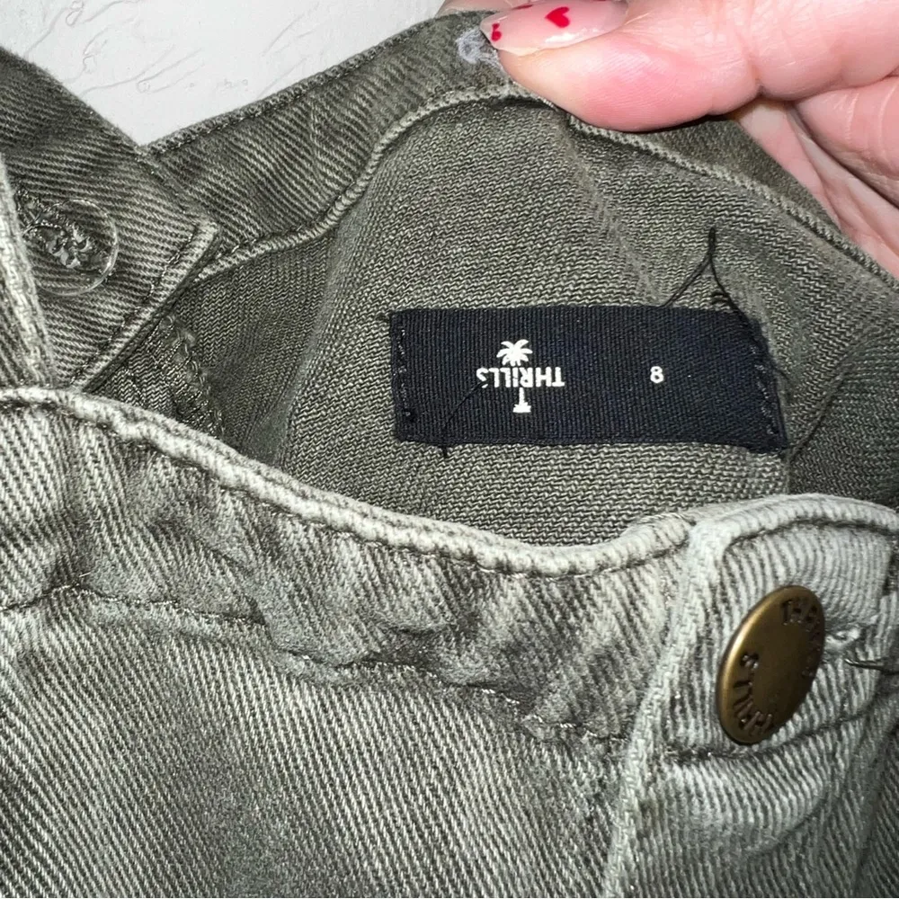 Thrills Catherine Olive Green Denim Button Down Overall Dress - Image 7