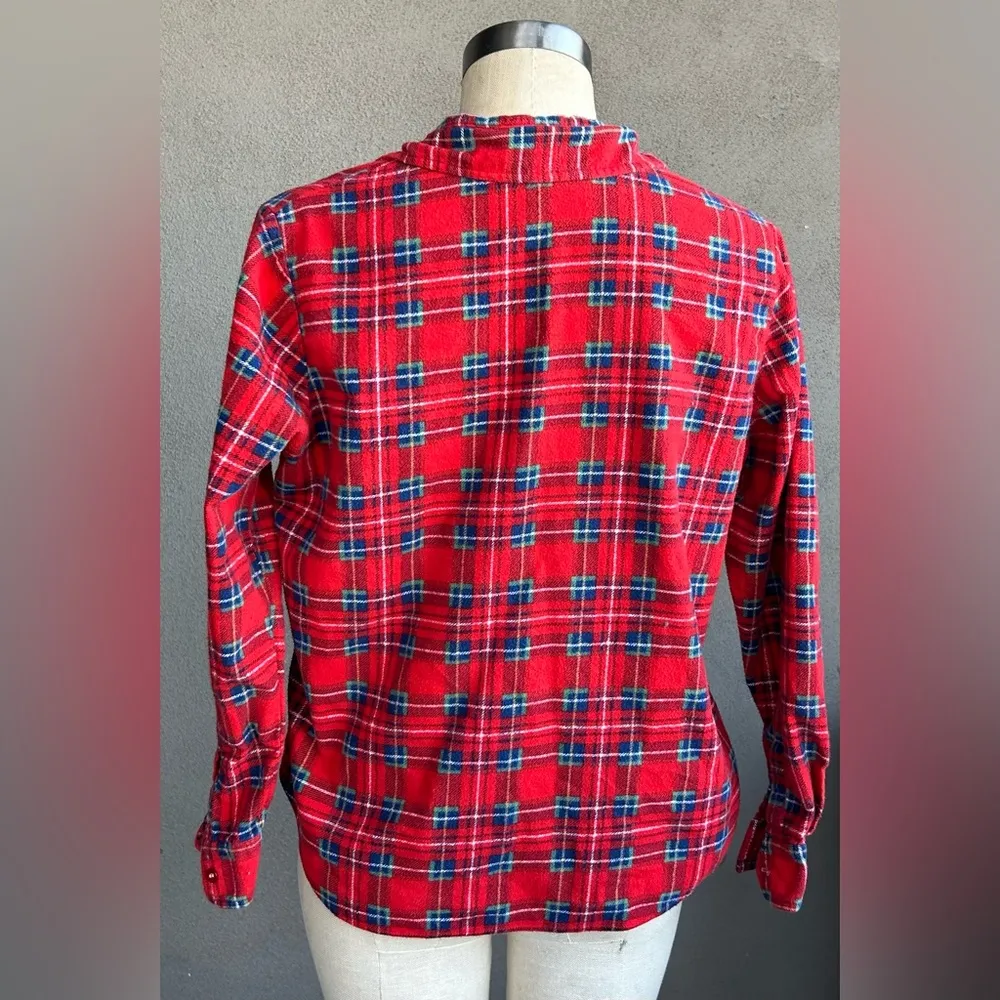 Vintage Women’s Red Plaid Flannel Shirt - Image 2