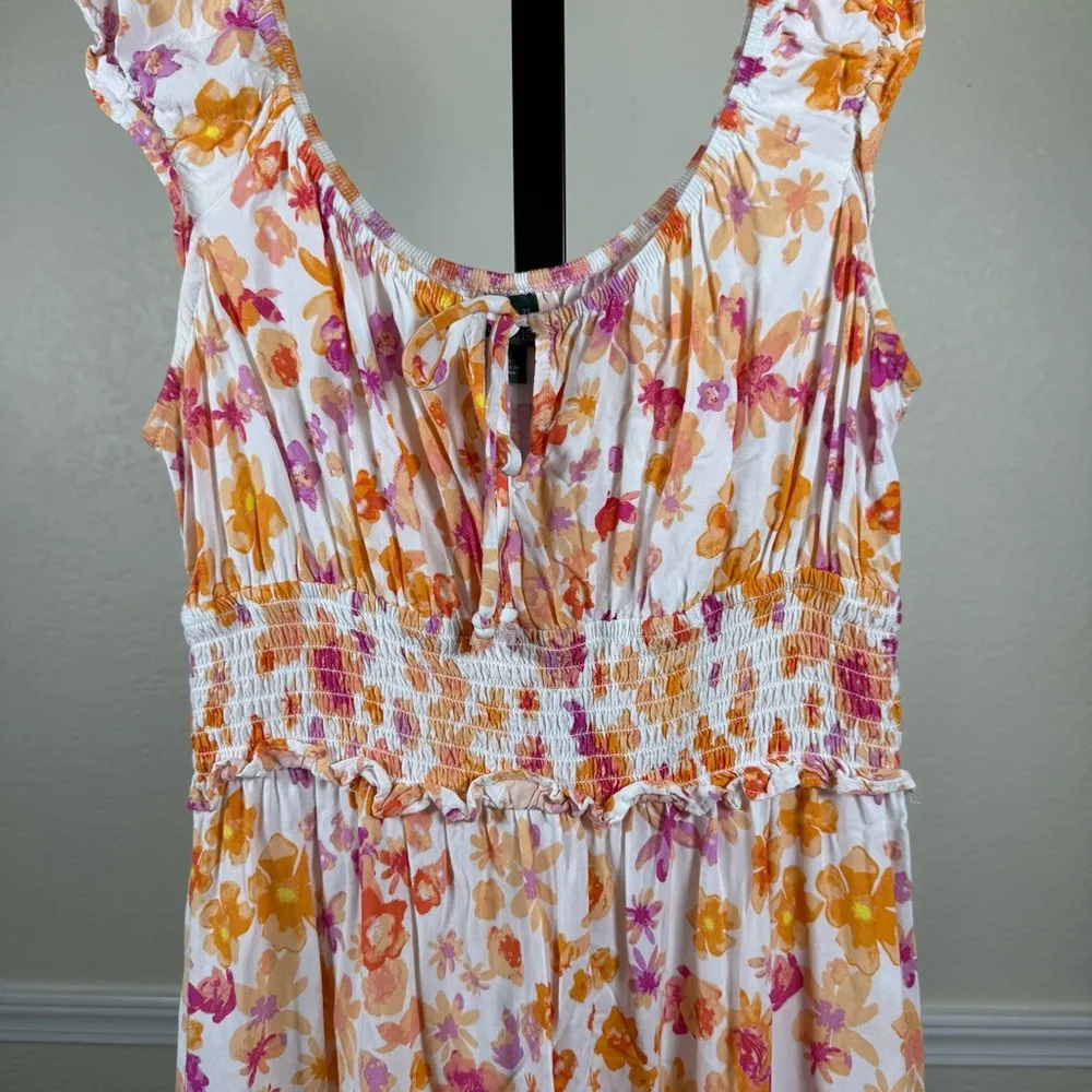 Floral Tiered Bohemian Ruffle Summer Sundress Babydoll Empire Festival Dress - Image 2