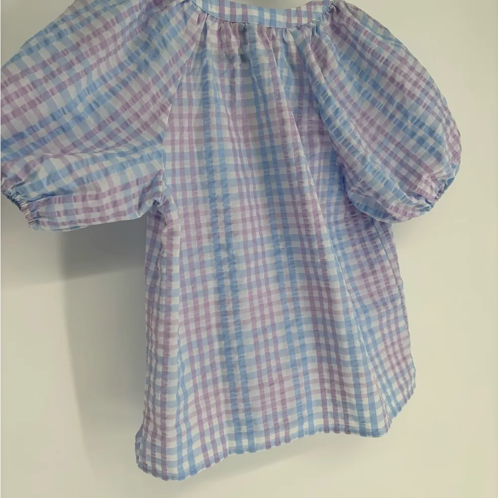 Loft NWT Gingham  Pastel Blouse - Image 6