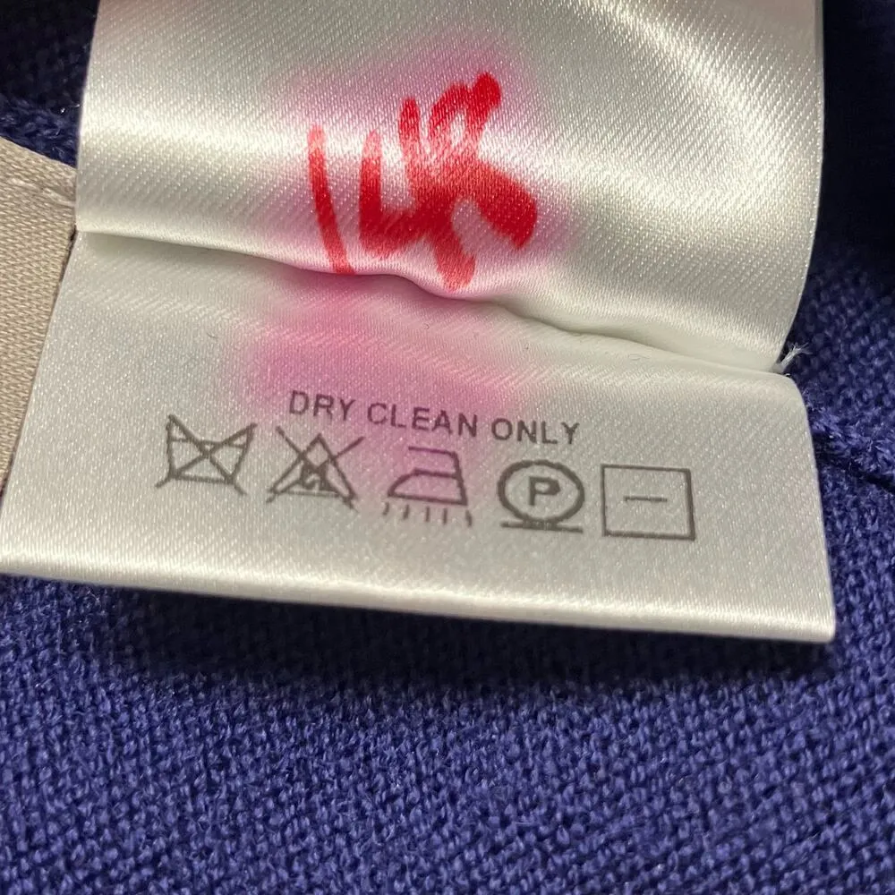 Ports 1961 Sweater Dress Cardigan Tunic Sz L Merino Wool Navy Colorblock Classic Blue Size L - Image 7