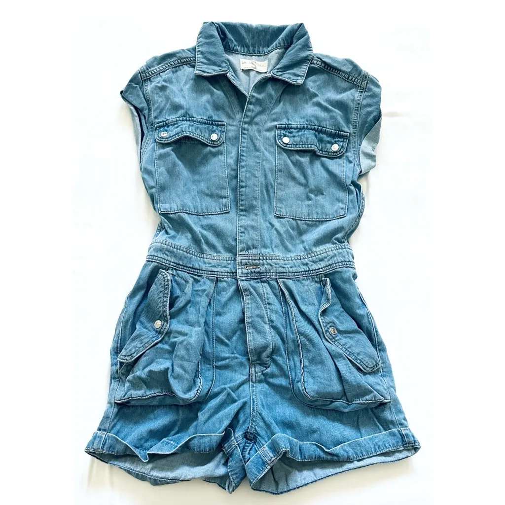 We The Free Cuffed Marrakesh Snap Denim Romper - Image 3