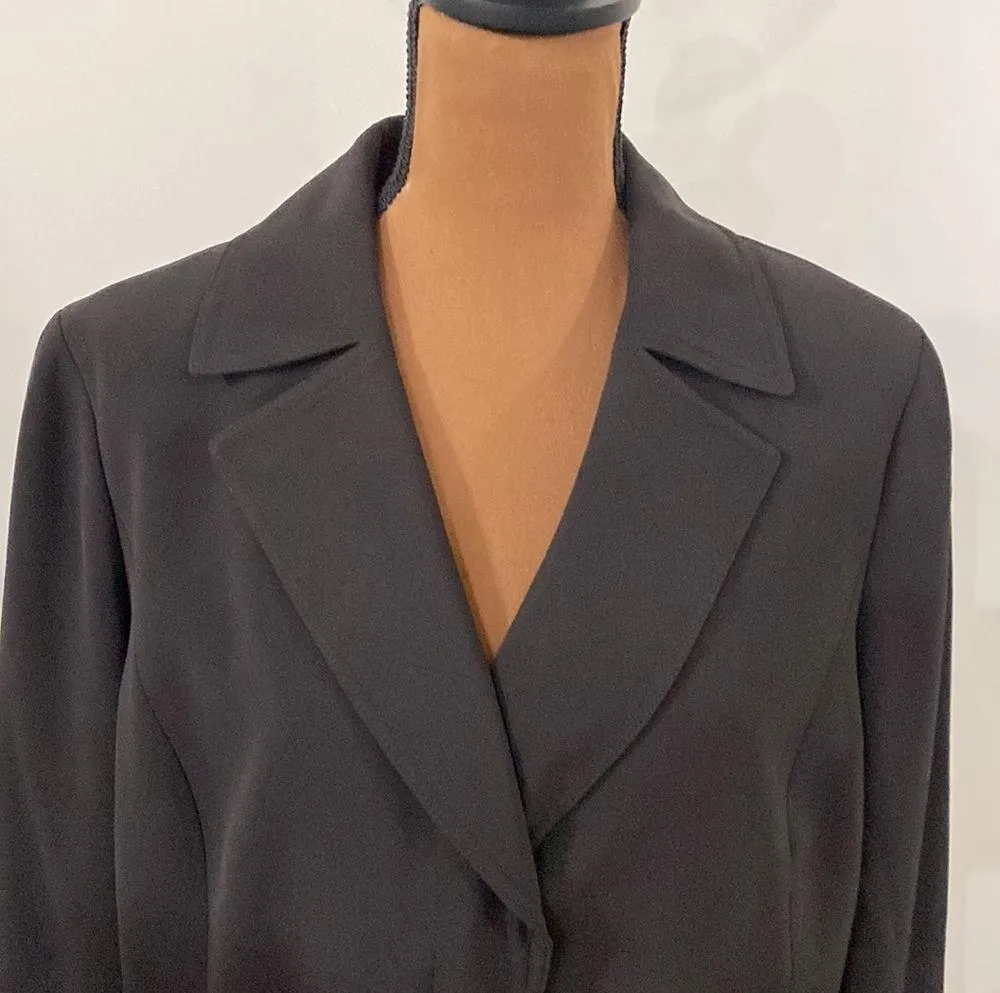 Talbots notched lapel concealed button placket short trench jacket black size 16 - Image 5