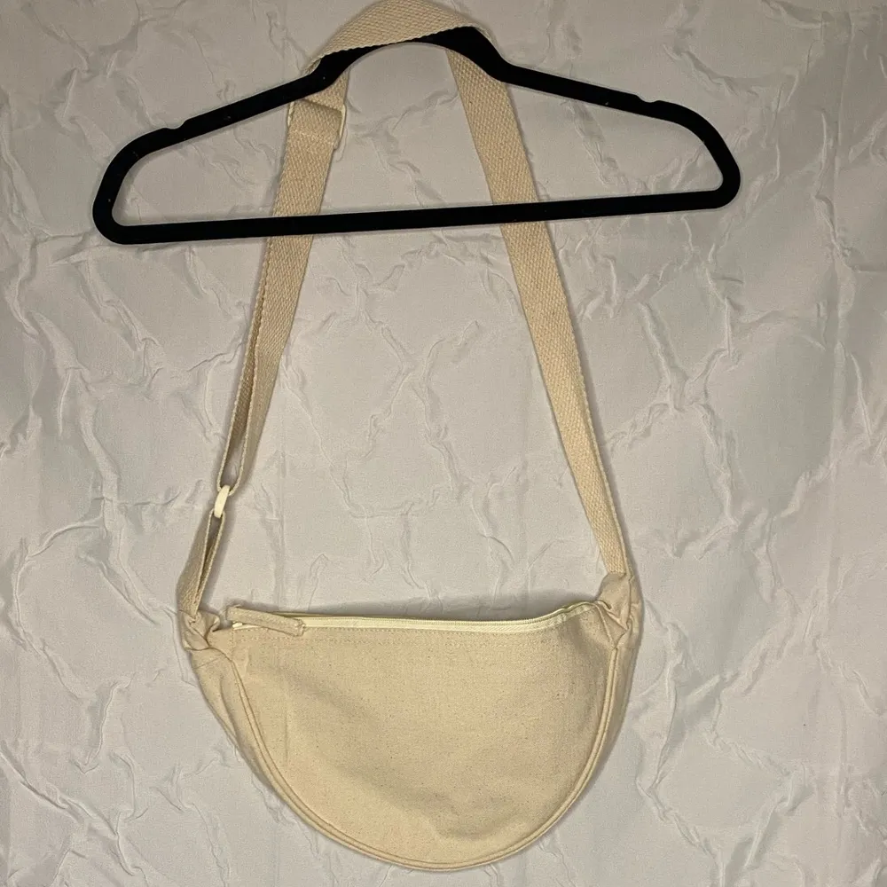 Aveda Cream Crossbody Canvas Shoulder Bag Purse Sling Cosmetic Cotton Gray - Image 4