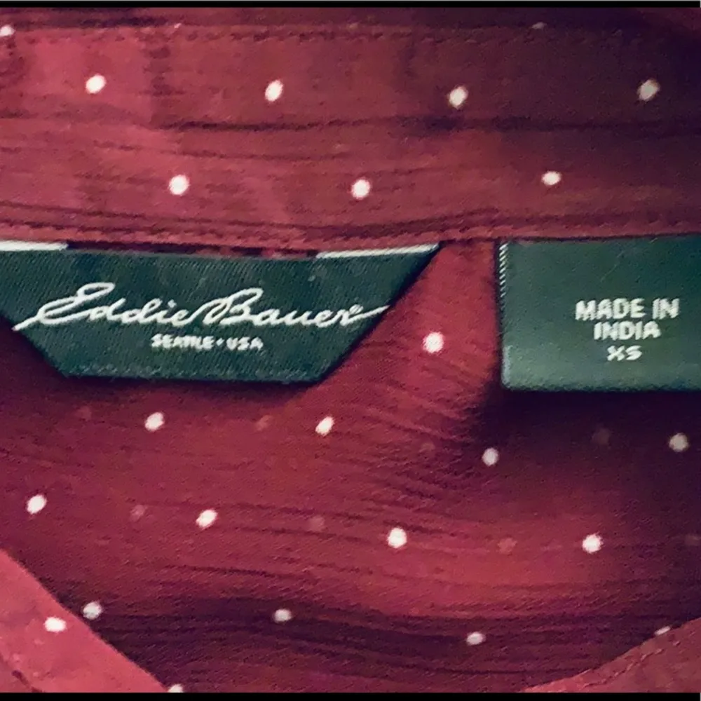 Eddie Bauer Polka Dot Sheer Button Down Blouse. - Image 7