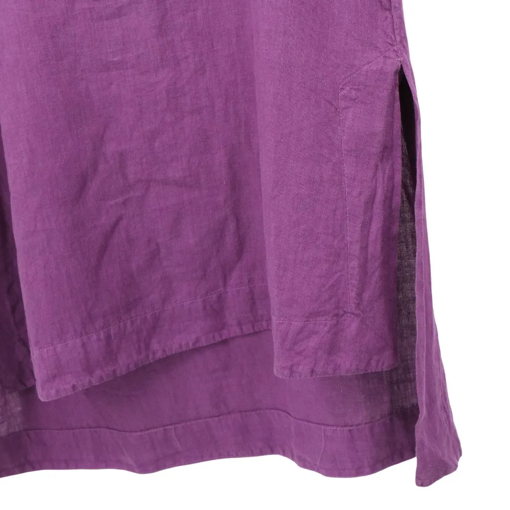 Cut Loose Purple Linen Hi/Low Slit Hem Tunic Top M Size M - Image 3