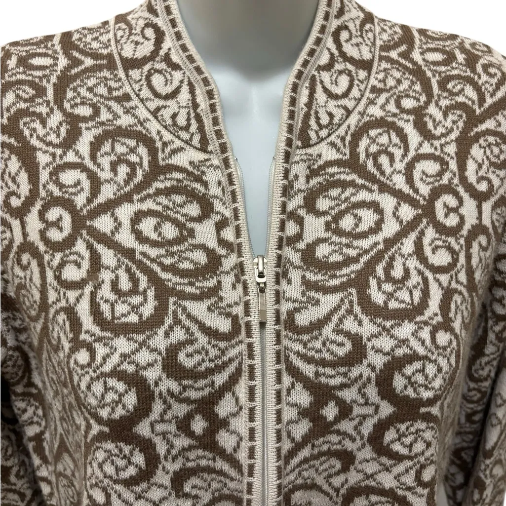 Peruvian Link Jauja Ivory Khaki Alpaca Cardigan Sweater Sz S Zip Up Made In Peru Tan - Image 5