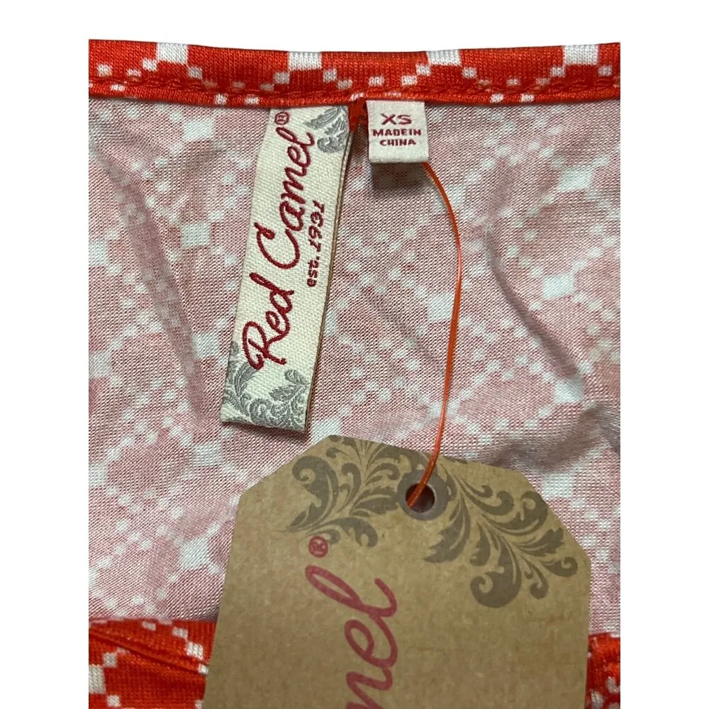 Red Camel Racerback Tank Top Layered Red Bandanna Size XS NWT - Image 5