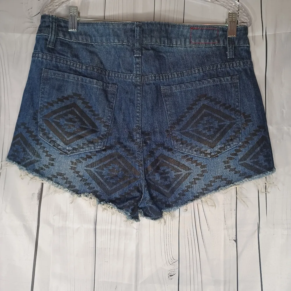 Adam Levine Denim Blue Patterned Women's Shorts - Image 7