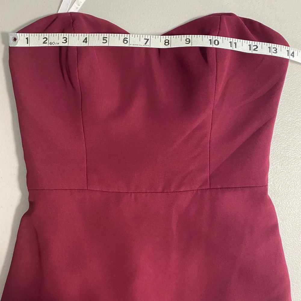 Hayley Paige Occasions Strapless Sweetheart Burgundy Bridesmaid Dress FLAWED 2 - Image 6