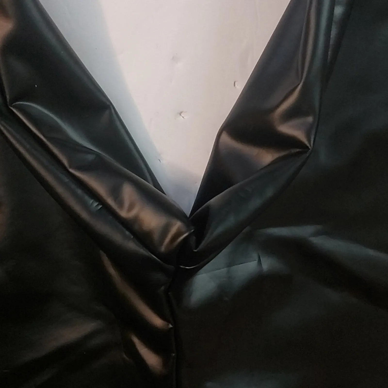 SHEIN Black Pleather Skinny Pants Petite L Minimalist Goth Punk Rocker Rave Glam - Image 5