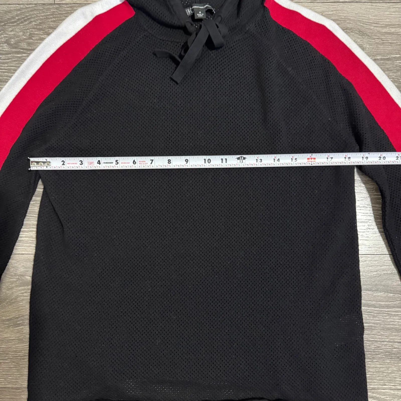 INC International Concepts Women Black Mesh Knit Hooded Sweater Top Size M Size M - Image 11