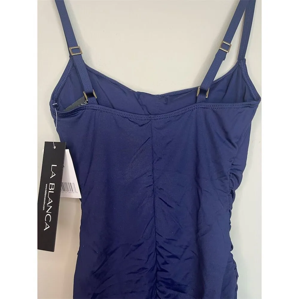 NWT La Blanca Women's Island Goddess Lingerie One Piece Swimsuit Size 2 Indigo - Image 5