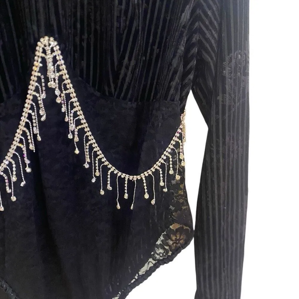 NWT Shein curve size 3XL long sleeve cow neck ribbed bodysuit with Jewels - Image 7