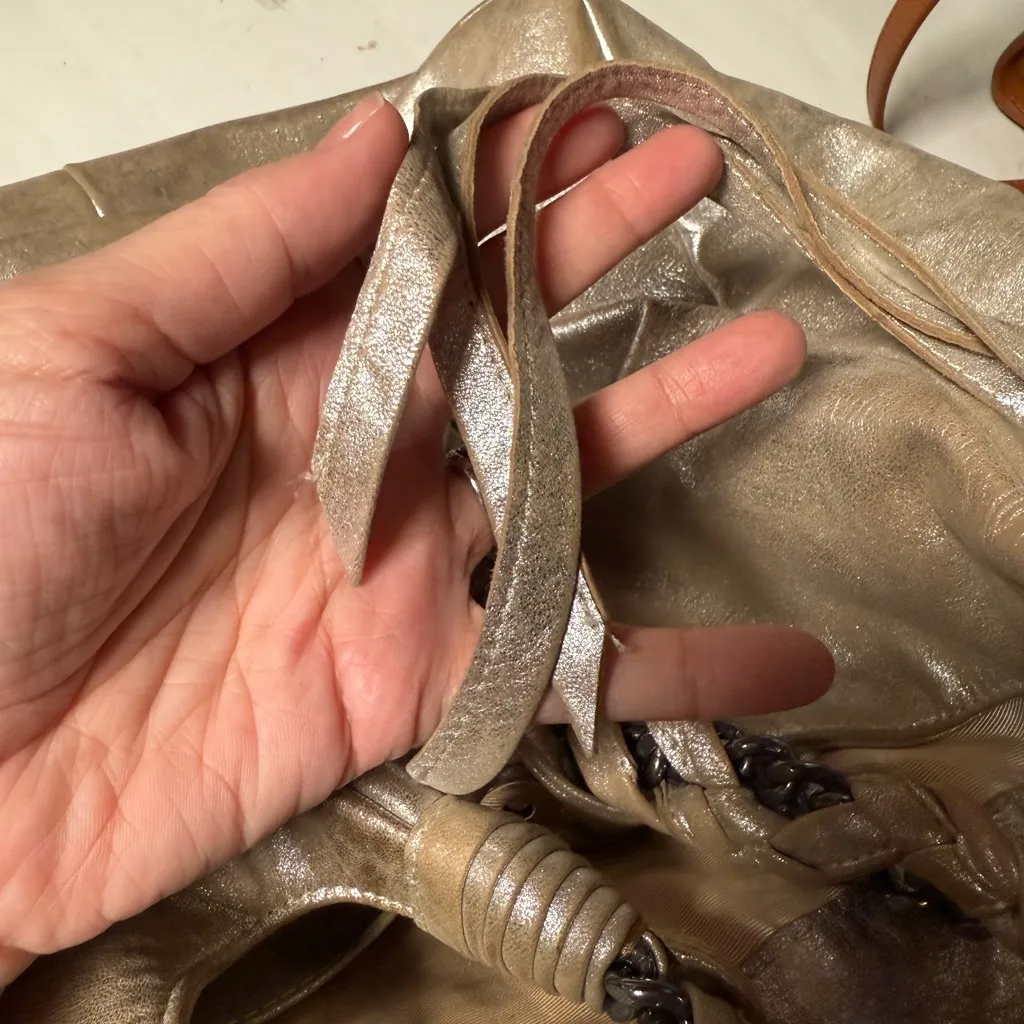 CC Skye rose Gold Metallic slouchy Shoulder‎ Bag braided handle boho rustic - Image 11