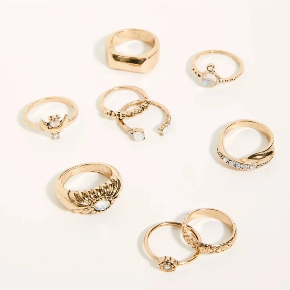 Free People Tarnished Brass Opal Mix it up ring set - Image 3