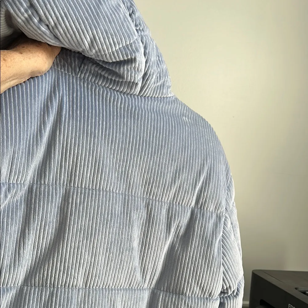 Textured Blue Corduroy hooded jacket - Image 7