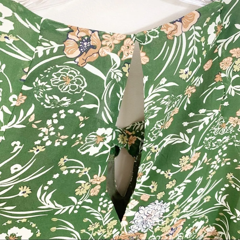 Umgee Floral Bell Sleeve in Army Green Dress - Image 7