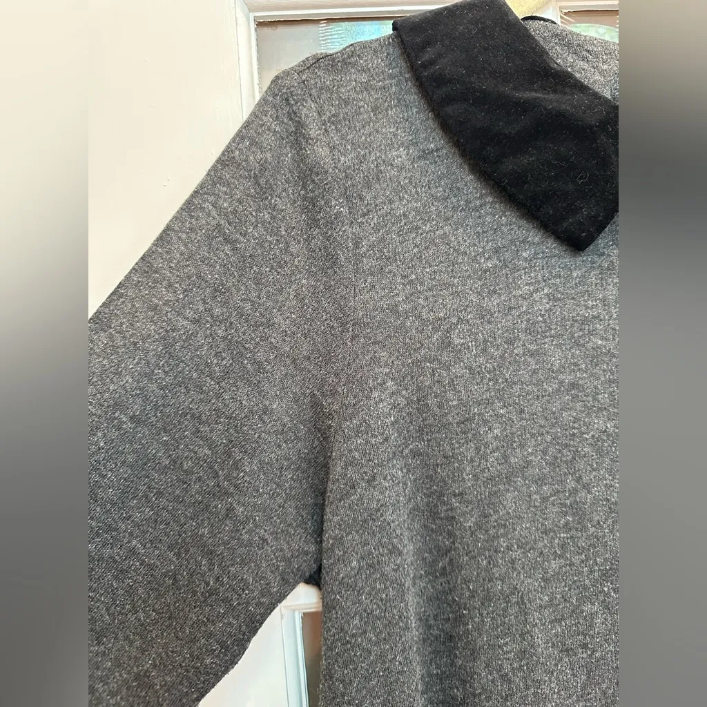 Vintage 80’s Larisa New York Retro Pinup Dress Velvet Peter Pan Collar Size L Gray Size L - Image 5