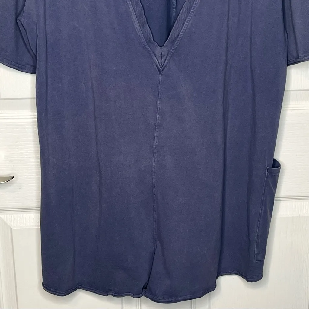 Free People Movement Hot Shot Tee Romper Sz L Indigo Blue - Image 10