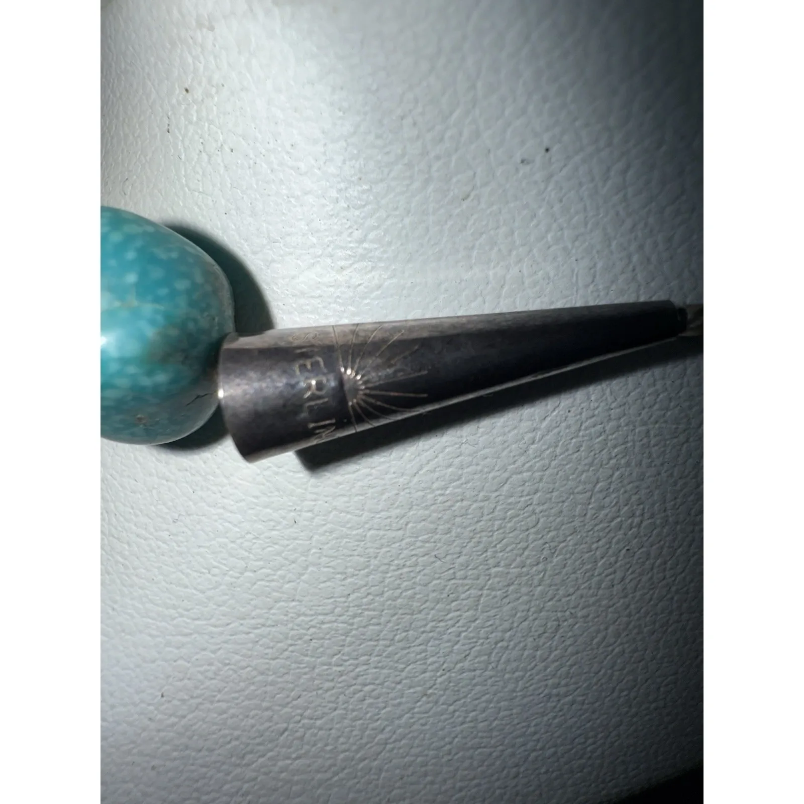 Genuine Turquoise And Sterling Native‎ American Southwestern Necklace Raw 16" Blue - Image 3