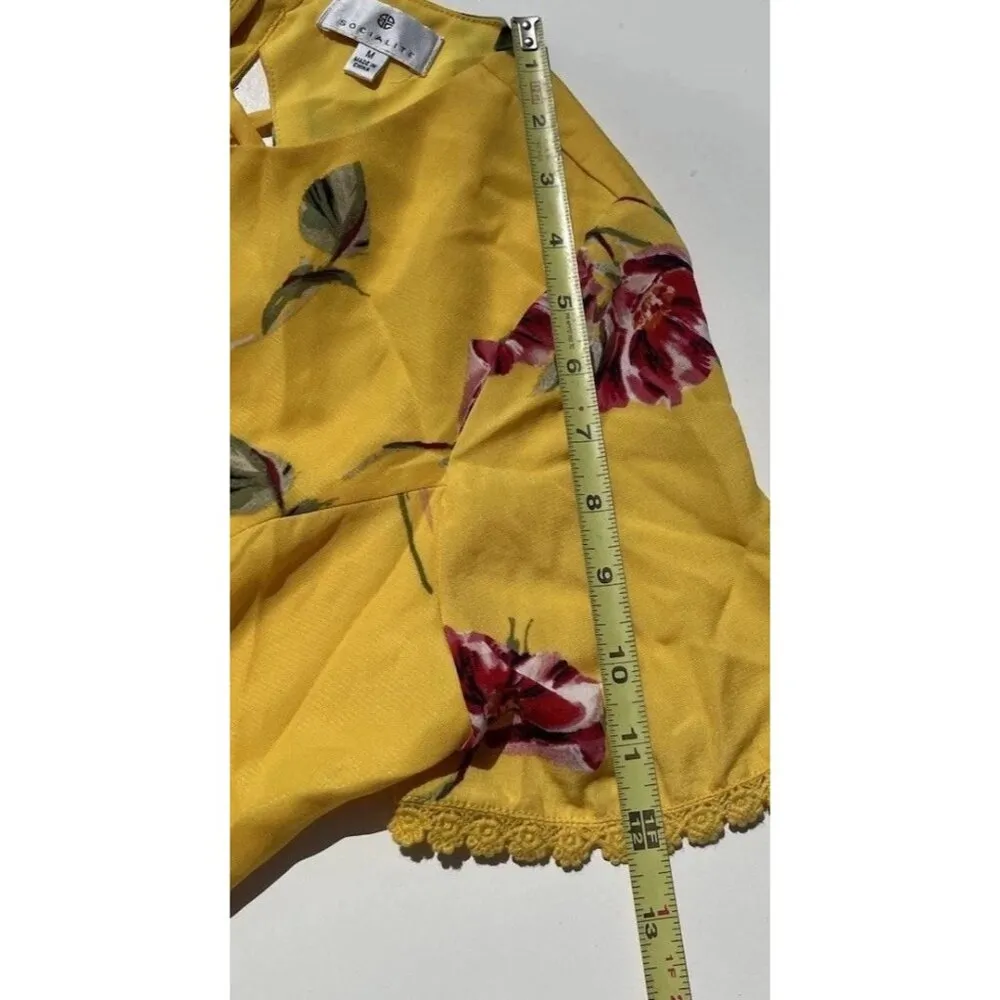 Dark Floral Sun Dress Size M Cotton Keyhole Cutout Black Pink Sleeveless Summer - Image 5