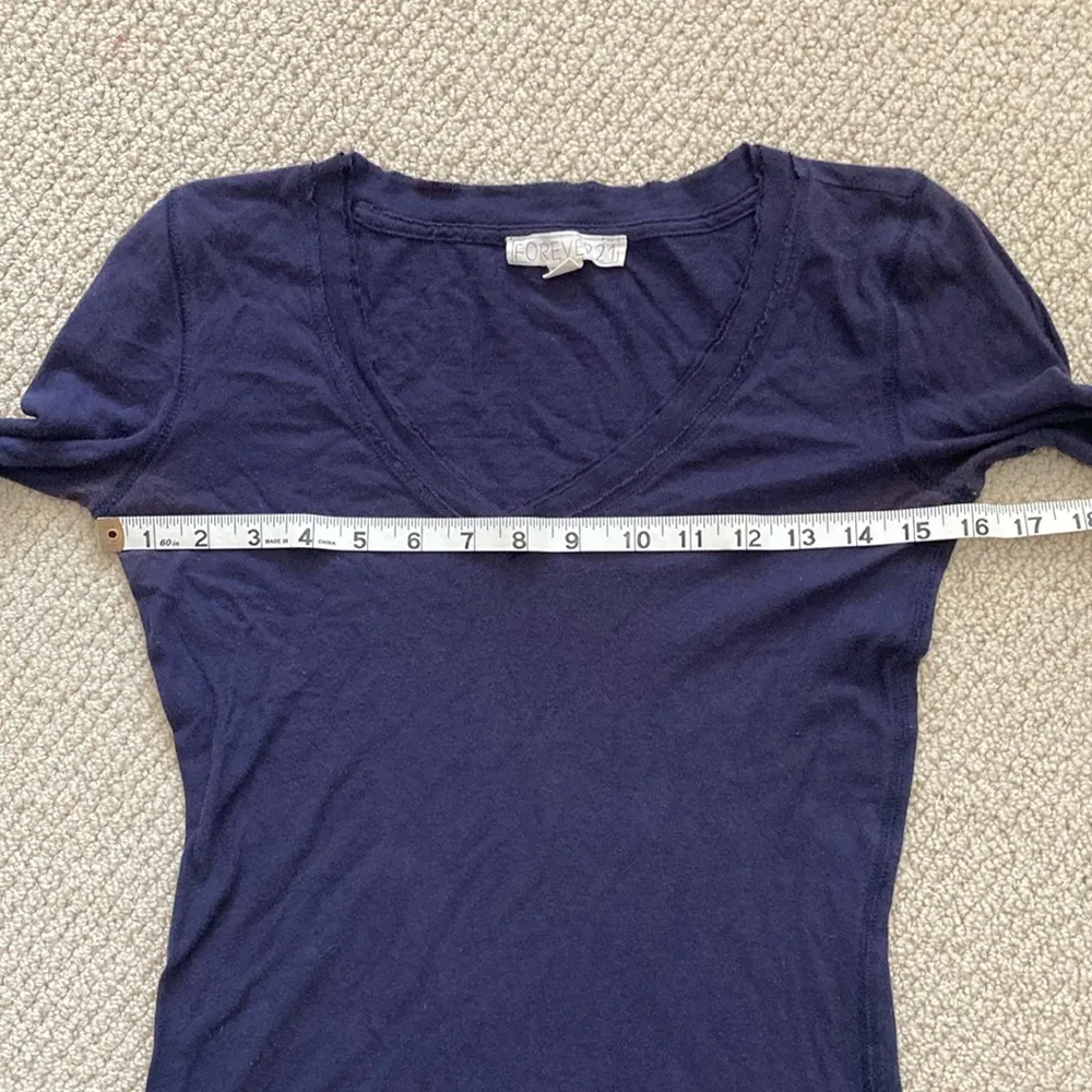 Bella Swan Fitted Long Sleeve Shirt Navy Blue Y2K Indie Sleaze V-Neck Cotton S - Image 5