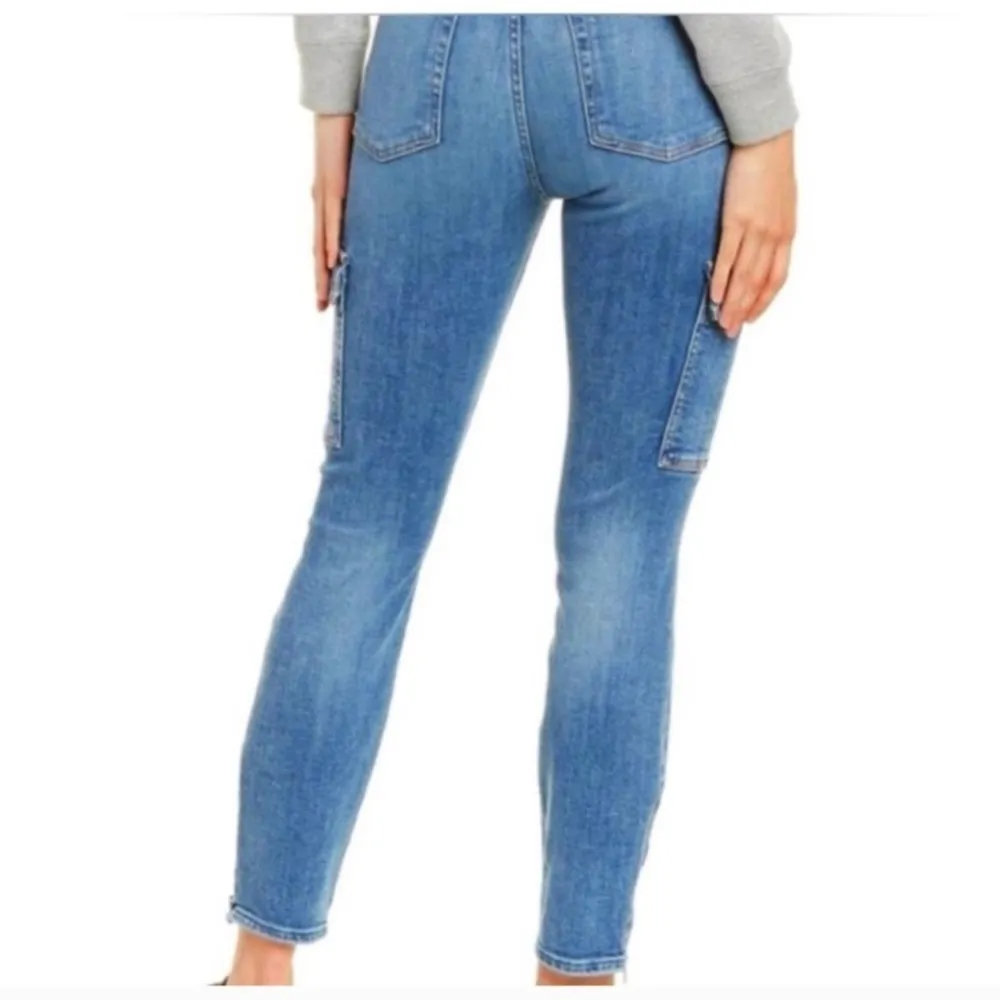 7 For All Mankind Vintage Sloane Skinny Cargo Blue Ankle Cropped Jeans Tapered. - Image 2