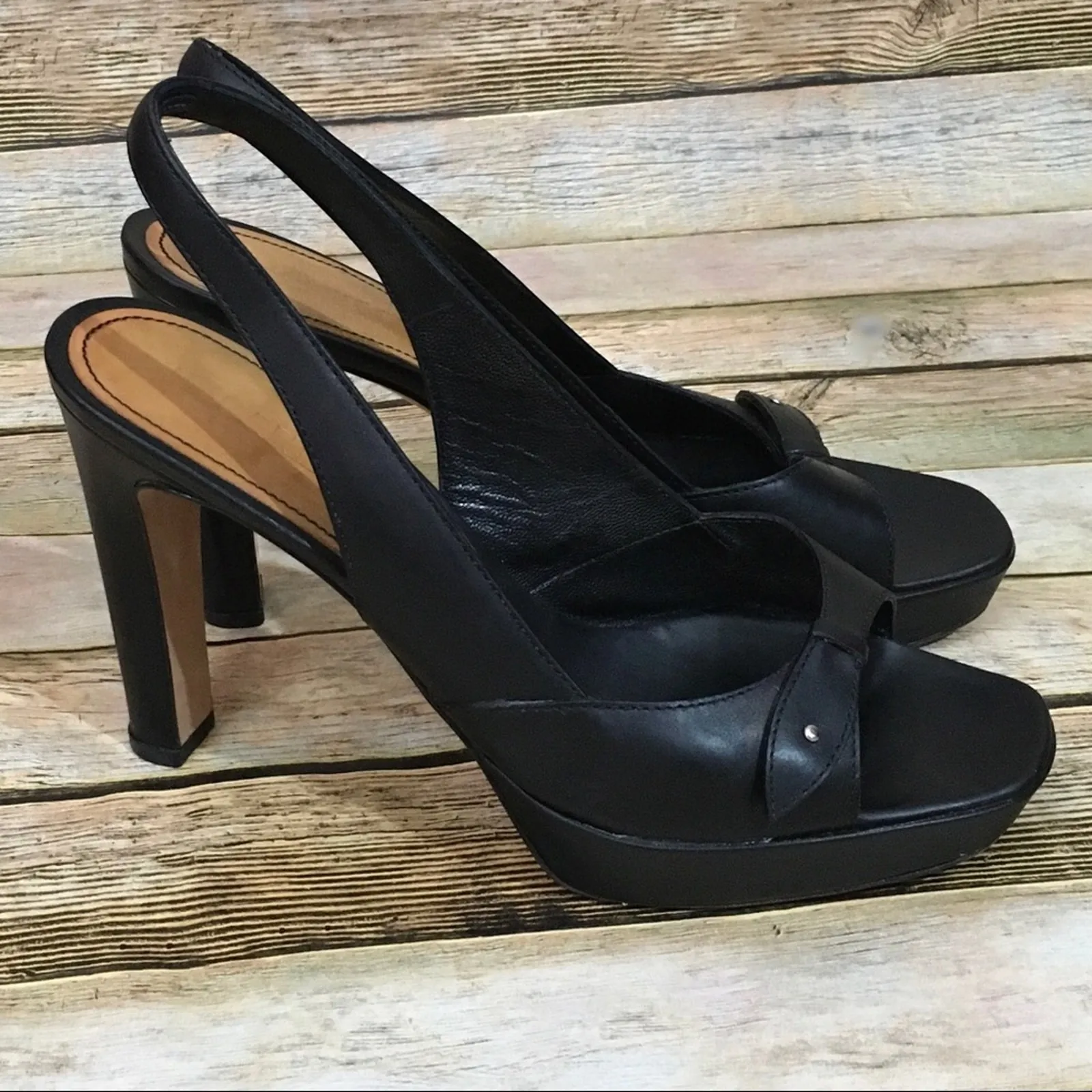 Jil Sander Leather Slingback Heels - Black - 39.5 - Image 3