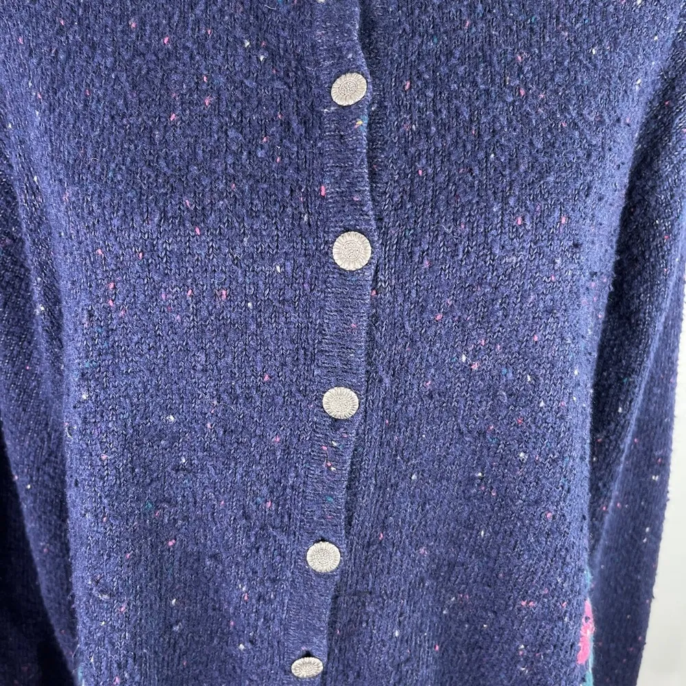 Northern Reflections Sweater Cardigan Large Navy Pink Floral L - Image 12