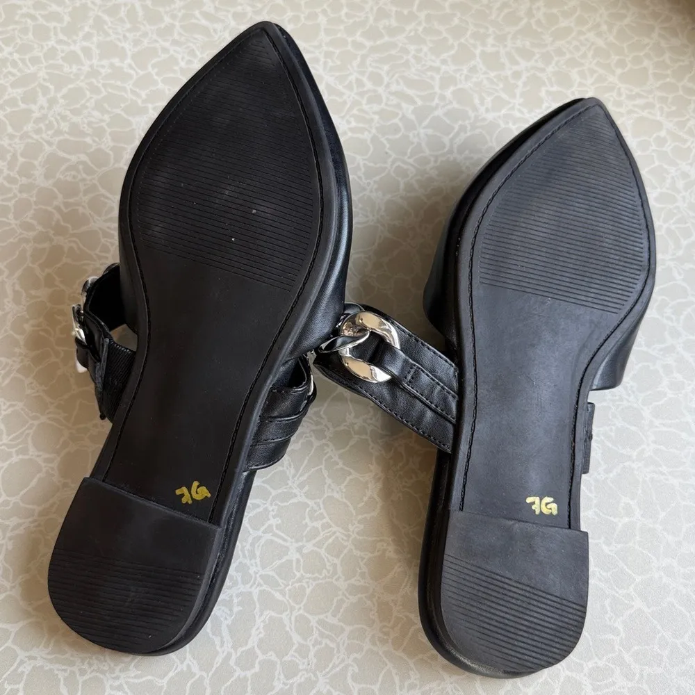 Torrid Black Pointed Toe Mules with Chunky Silver Chain Embellishment Womens 6 - Image 6