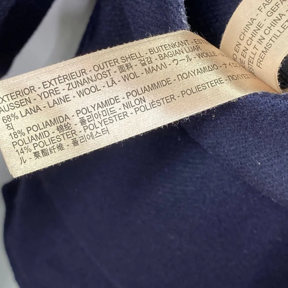 Massimo Dutti  Navy Blue Reversible Wool Blend Coat Jacket Women's Size Small S - Image 7