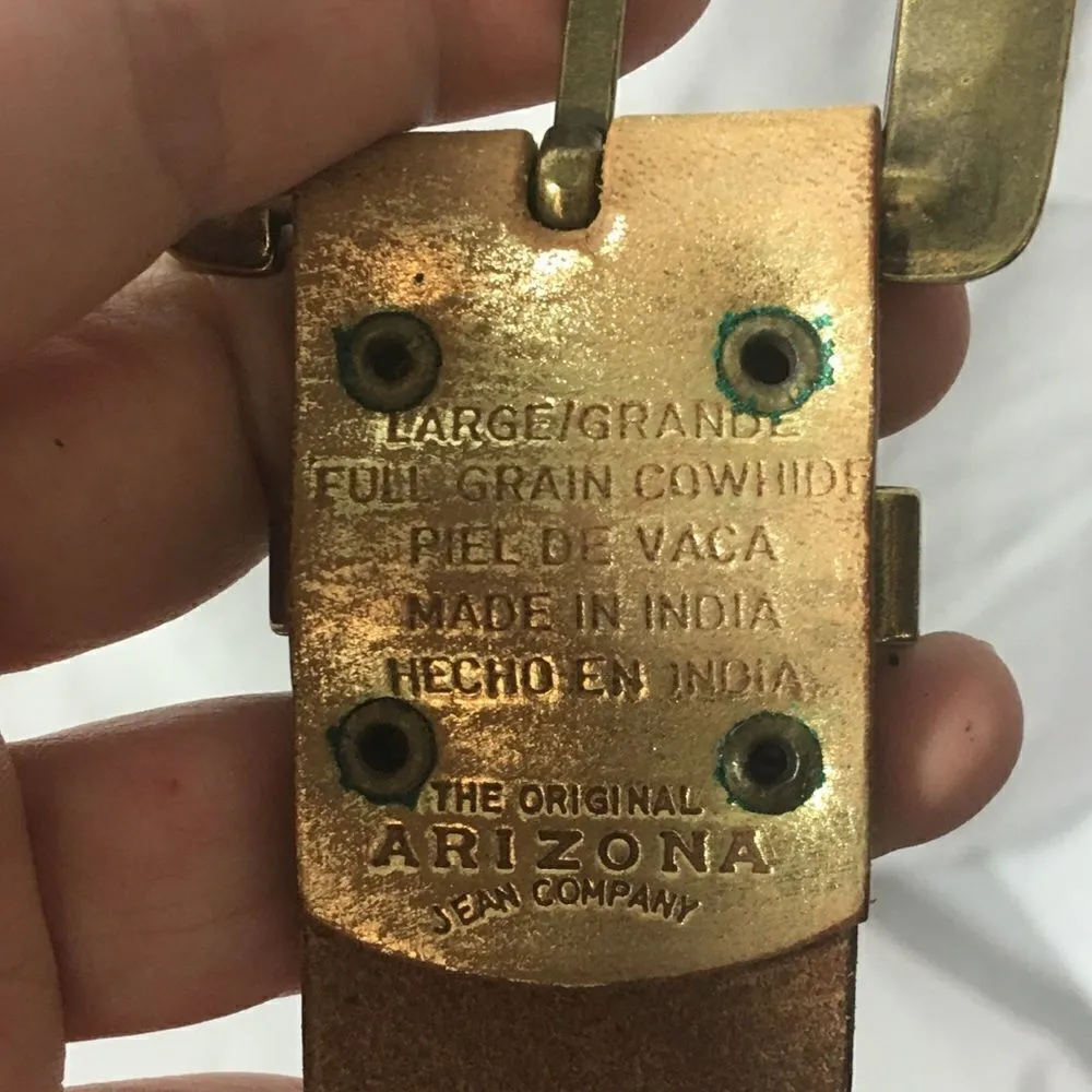 Vintage Arizona gold leather embellished belt - Image 7