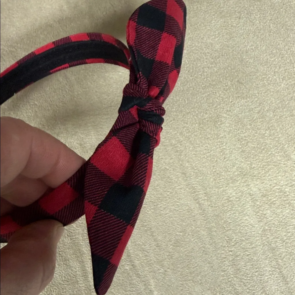 Plaid Red and Black Adult Headband - Image 6