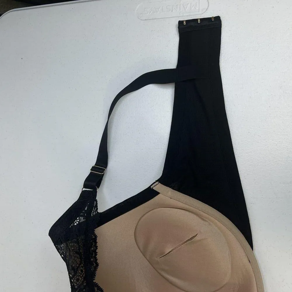 ThirdLove 44E 24/7 Lace Contour Plunge Bra Womens Black Nude Underwire Padded - Image 9