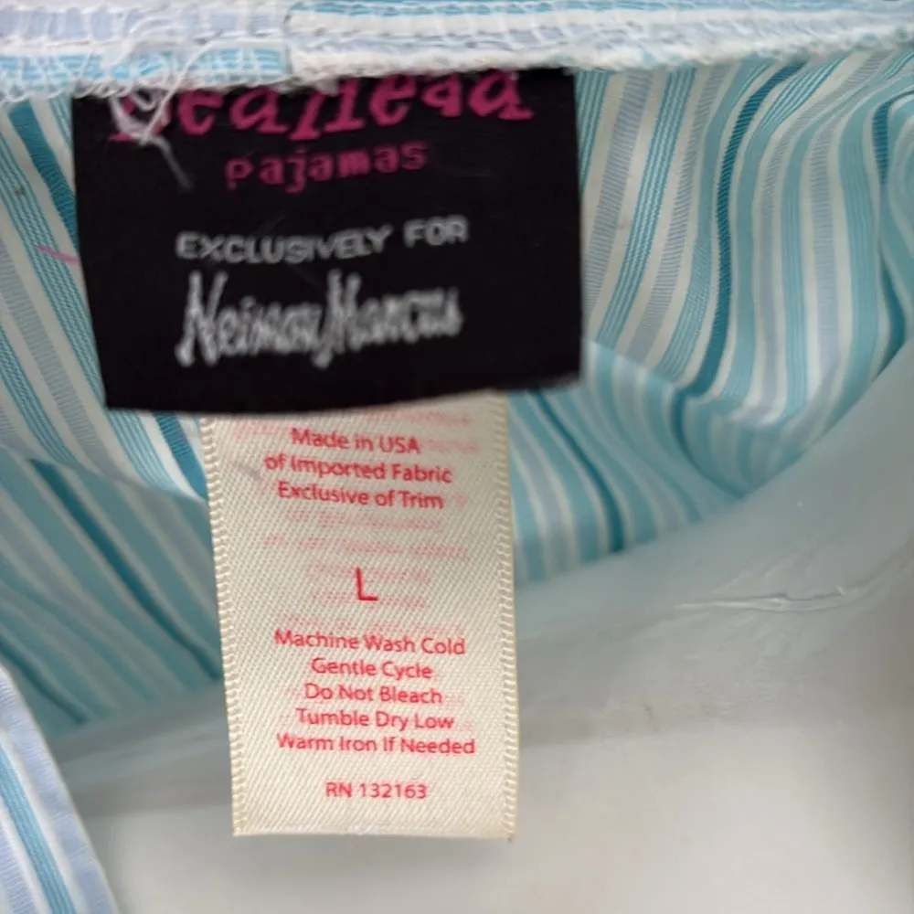 BedHead for Neiman Marcus Stripes Blue Bathrobe Large - Image 4