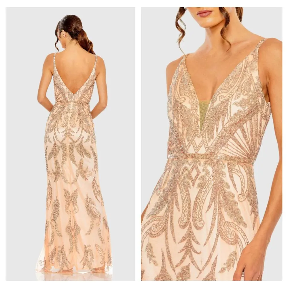 NWT Mac Duggal 6015 V Neck Sequin Embellished Gown Size 12 - Image 2