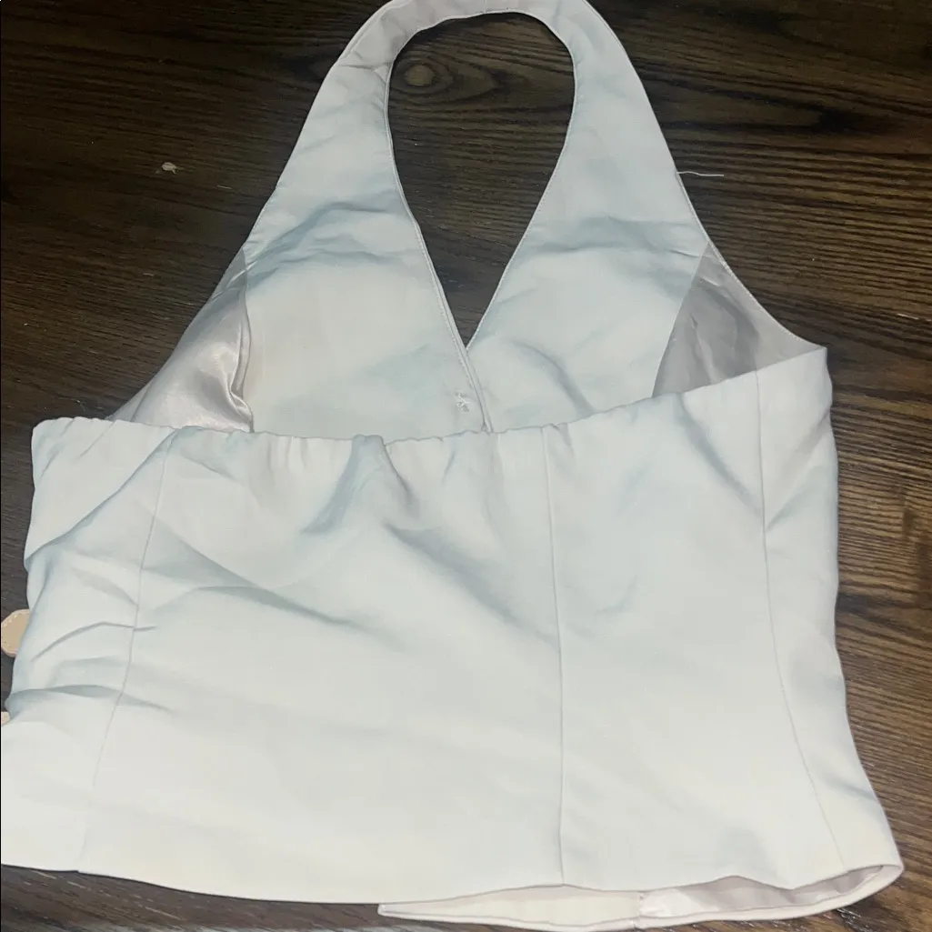 SHEIN Cream Halter Crop Top with Tan Buckle Detail - Image 2