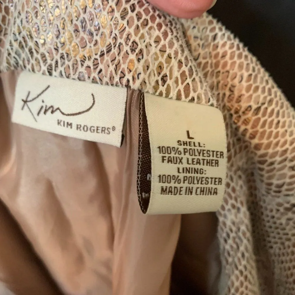 Kim Rogers Metallic Animal Print Full Zipper Blazer - Image 10