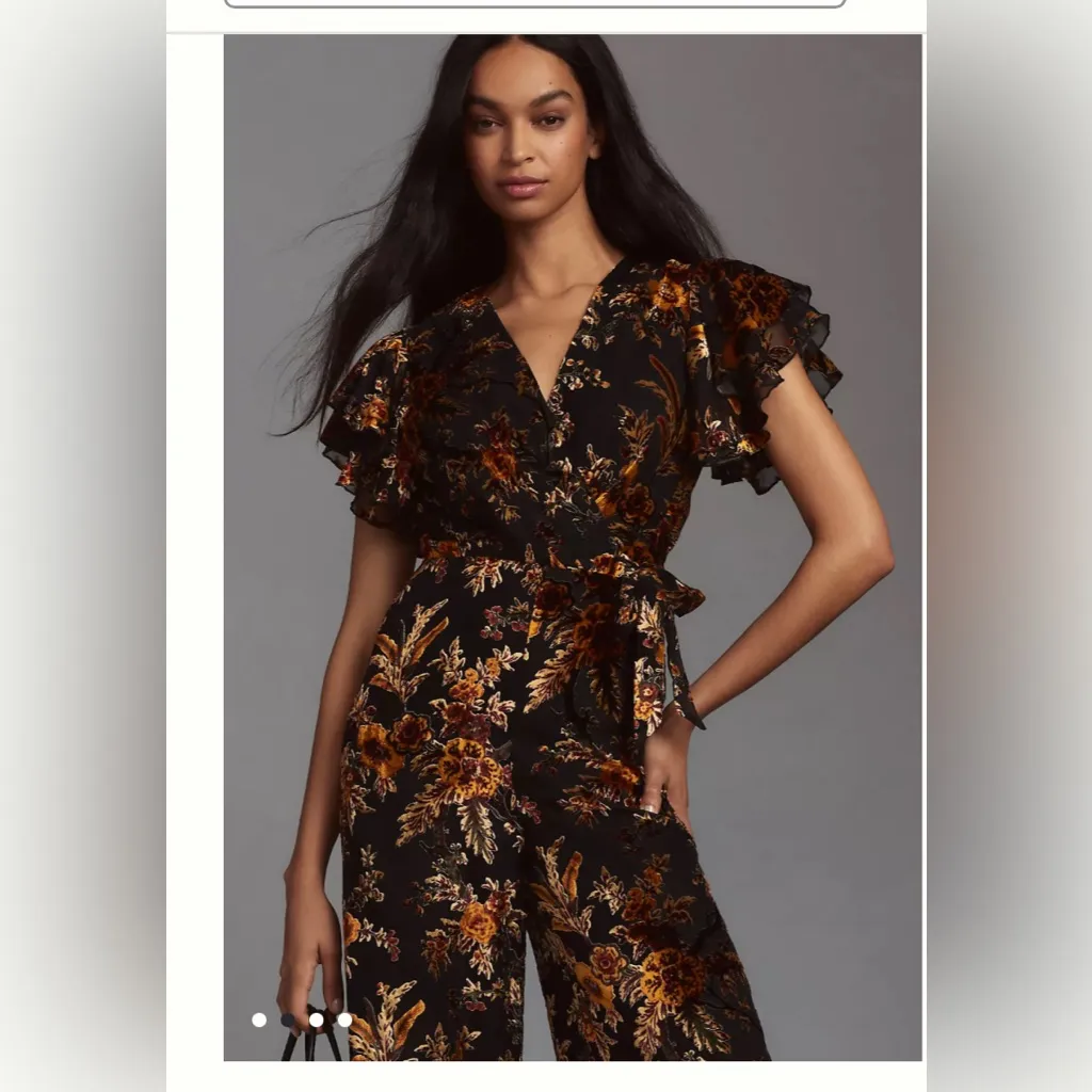 NWOT Hutch Floral Wrap-Front Jumpsuit velvet multicolor women size 0 - Image 3