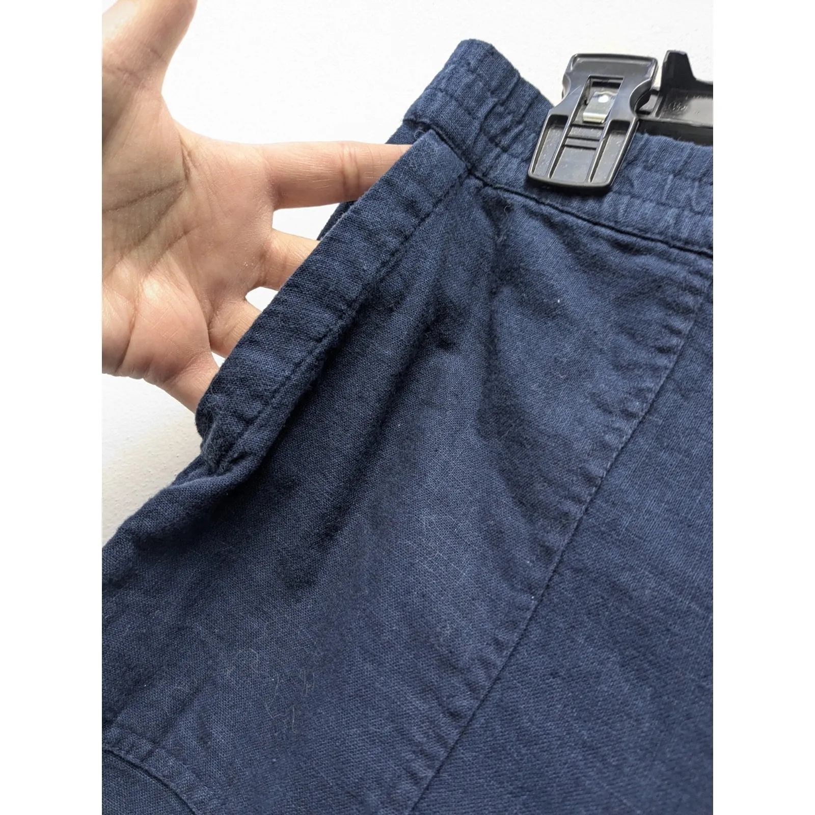Susan Graver Pure Women's Crop Pants Linen Rayon Utility Navy Size XS Petite - Image 4