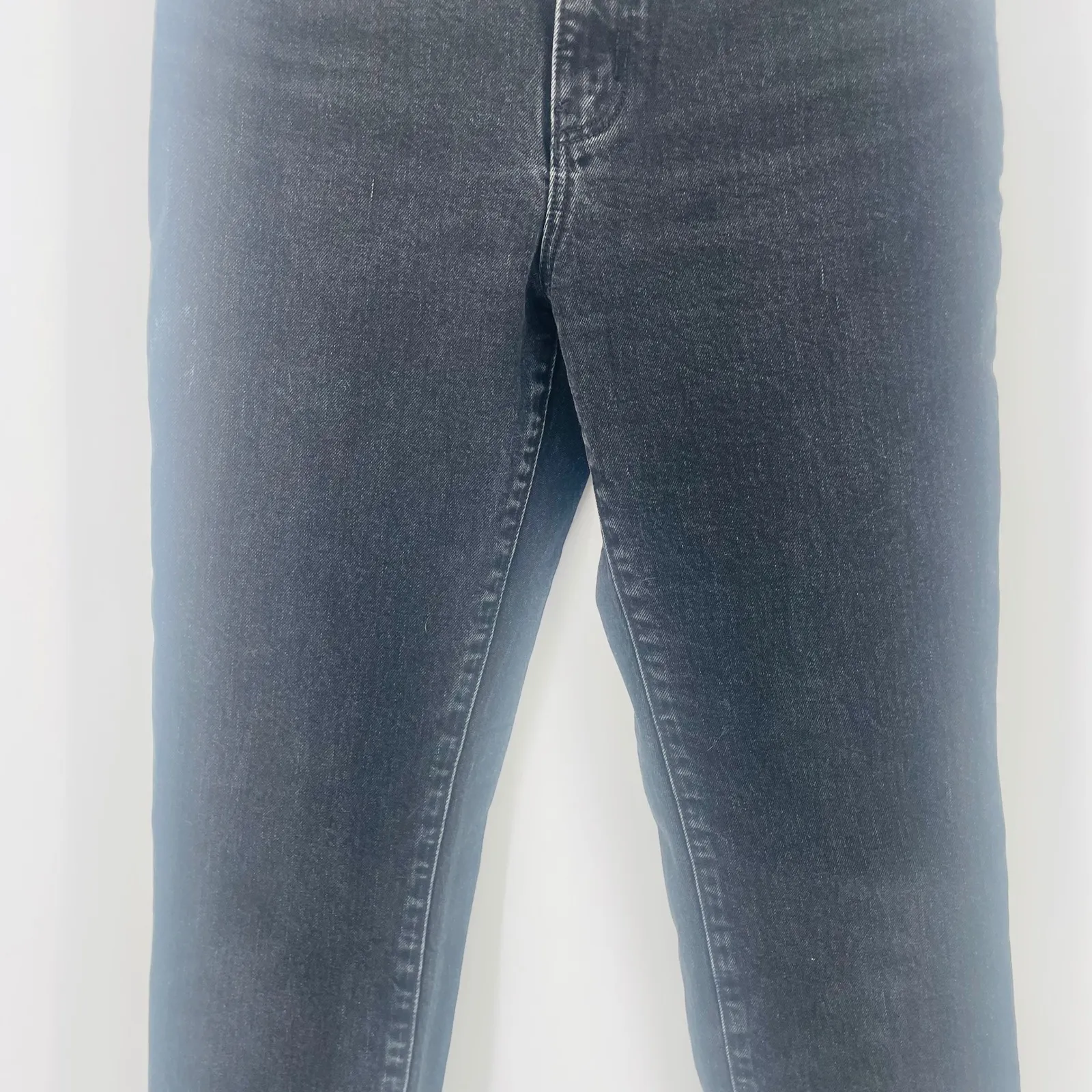 ROLLAS Dusters High Rise Slim Straight Leg Jeans Black Washed Size 27 Split Hem - Image 9