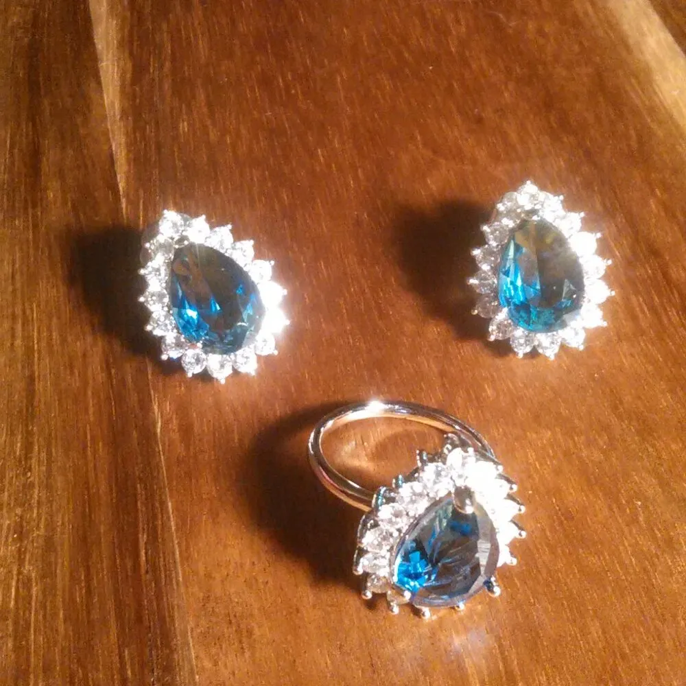 Silvertone Blue and Green Bi - Image 5