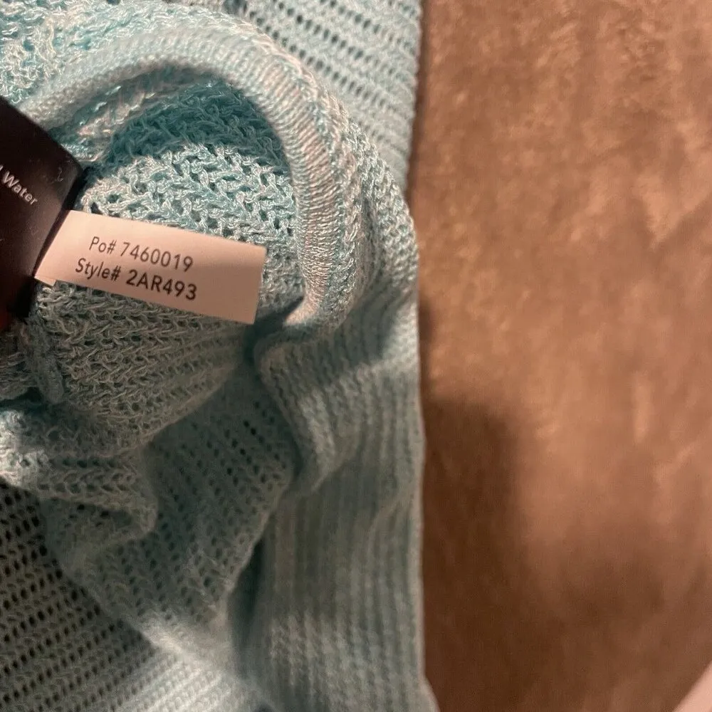 Boston Proper Coverup Women's Sz S/M Aqua Blue Beachy Knit Swim  2AR493 - Image 4