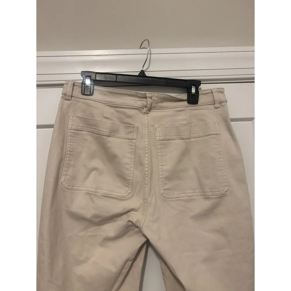Everlane Women’s Jeans Cream Size 14 Cropped Straight Leg High Rise Cotton Blend - Image 6