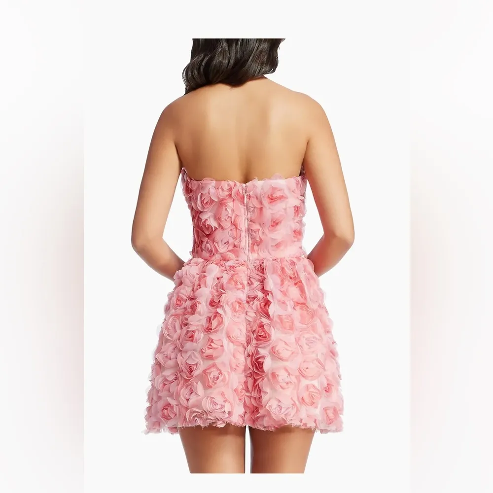 DRESS THE POPULATION Sasha Strapless Fit & Flare Minidress in Blush Multi - Image 4