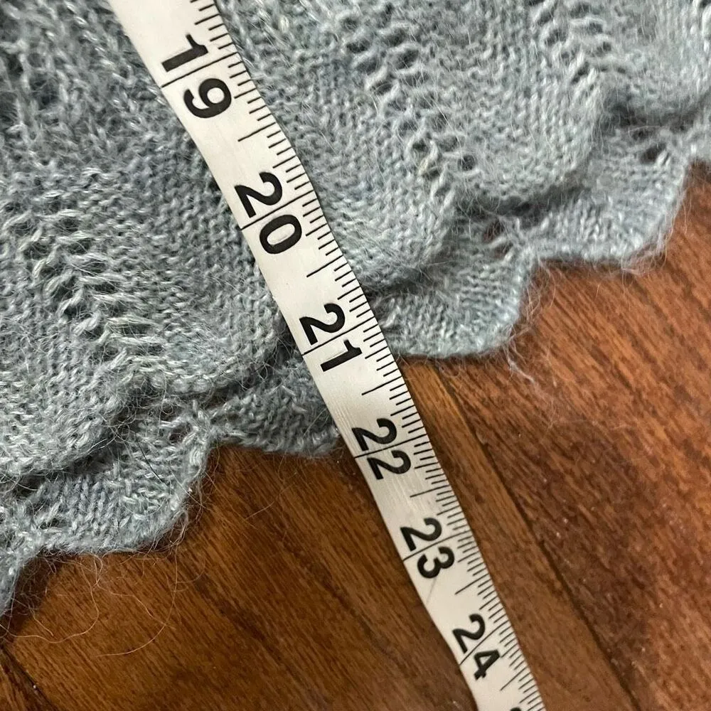 Fat Face UK green pointelle alpaca blend scalloped sweater 6 - Image 4