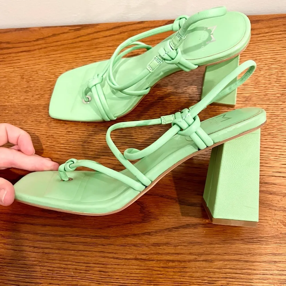 Marc Fisher LTD Giada Women's Green Leather Block Heeled Sandals Size 8M - Image 7