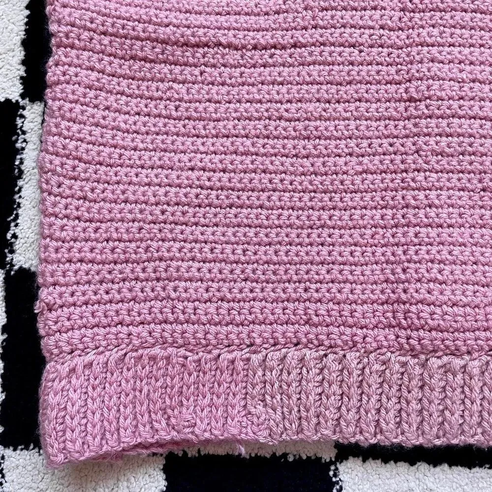 Handmade Crochet Pink and Black Checkered Sweater Vest - Image 4